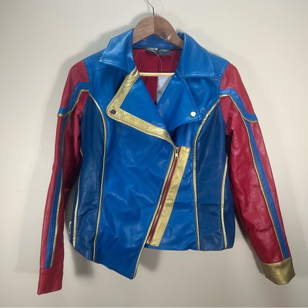 NWT Disney Her Universe Ms. Marvel Faux Leather Moto Cosplay Jacket Size XS - Picture 2 of 10